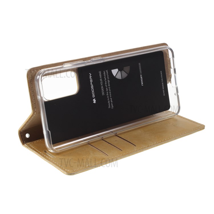 MERCURY GOOSPERY Blue Moon Stand Leather Material Mobile Phone Cover for Samsung Galaxy S20 - Gold-6