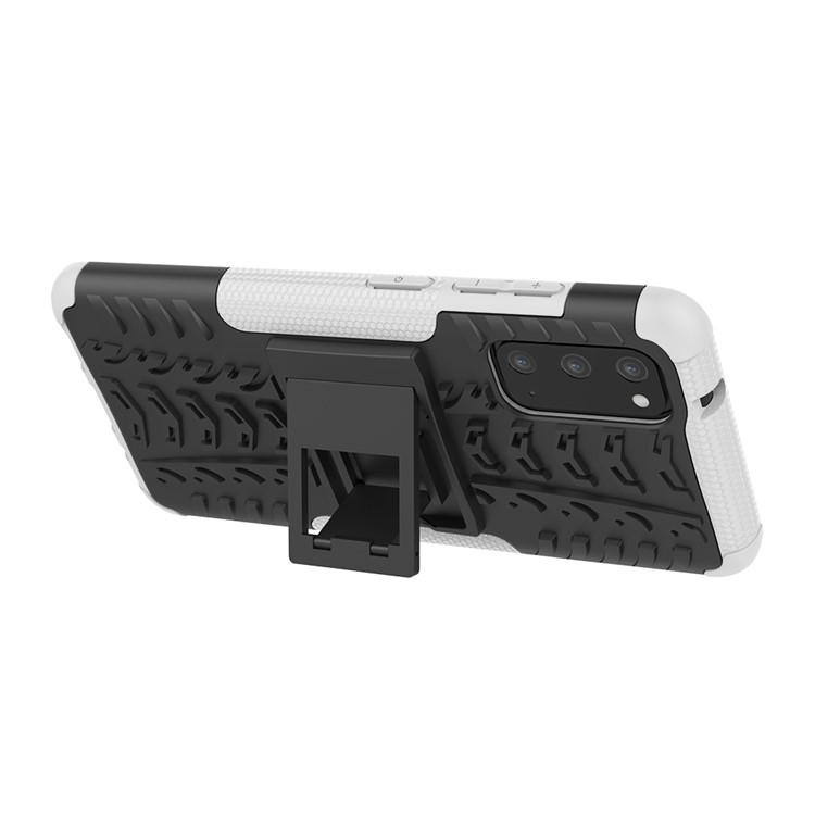 Cool Tyre Texture PC + TPU Hybrid Phone Cover with Kickstand for Samsung Galaxy S20 - White-6