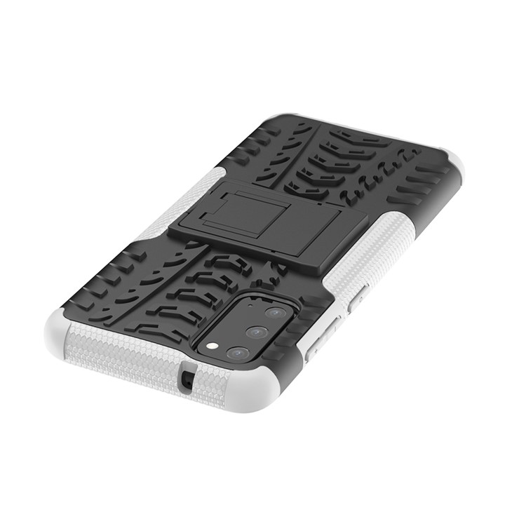Cool Tyre Texture PC + TPU Hybrid Phone Cover with Kickstand for Samsung Galaxy S20 - White-7