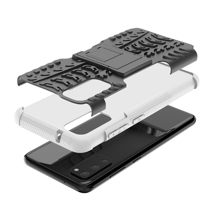 Cool Tyre Texture PC + TPU Hybrid Phone Cover with Kickstand for Samsung Galaxy S20 - White-8