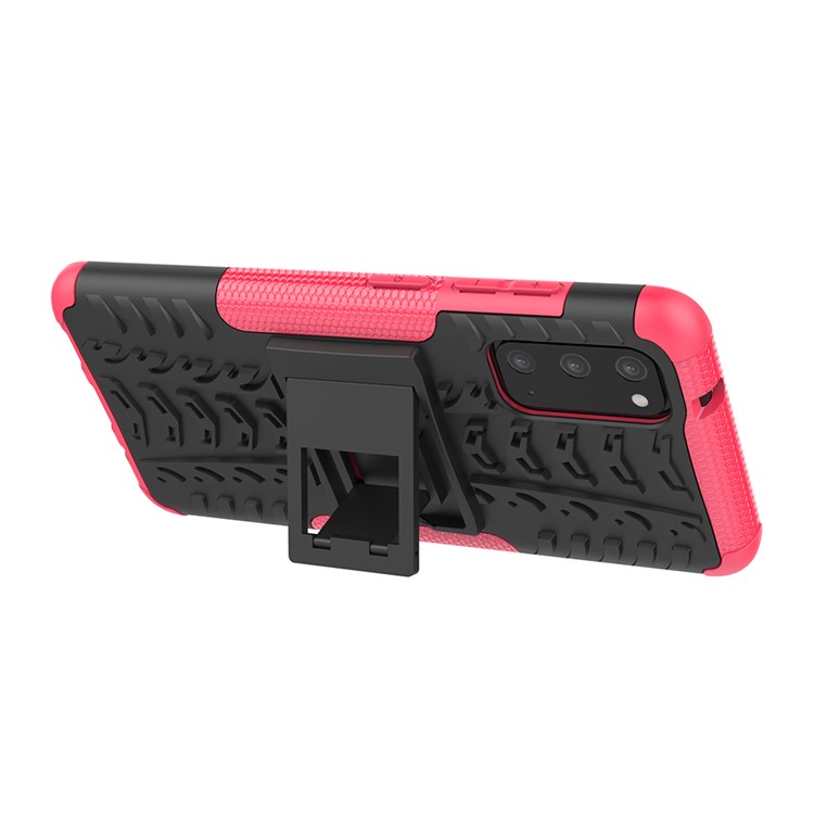 Cool Tyre Texture PC + TPU Hybrid Phone Cover with Kickstand for Samsung Galaxy S20 - Rose-6