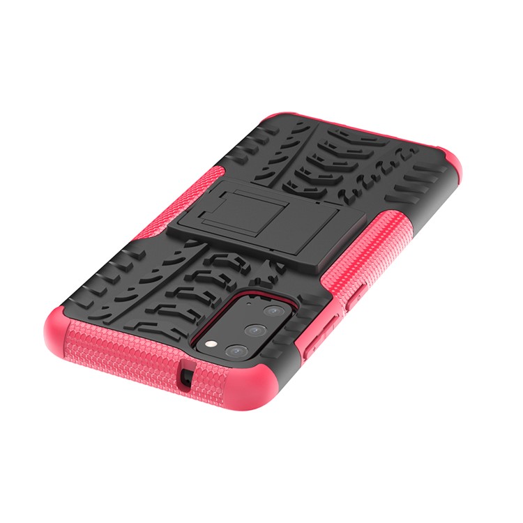Cool Tyre Texture PC + TPU Hybrid Phone Cover with Kickstand for Samsung Galaxy S20 - Rose-7