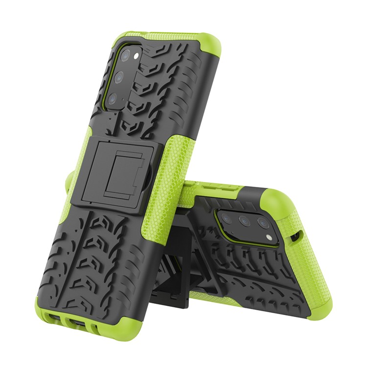 Cool Tire Texture PC + Гибридная Телефона TPU с Kickstand Для Samsung Galaxy S20 4G/S20 5G - Зеленый-2