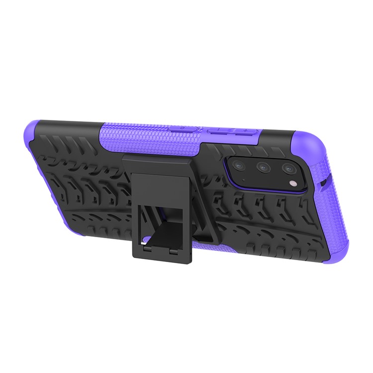 Cool Tyre Texture PC + TPU Hybrid Phone Cover with Kickstand for Samsung Galaxy S20 - Purple-6
