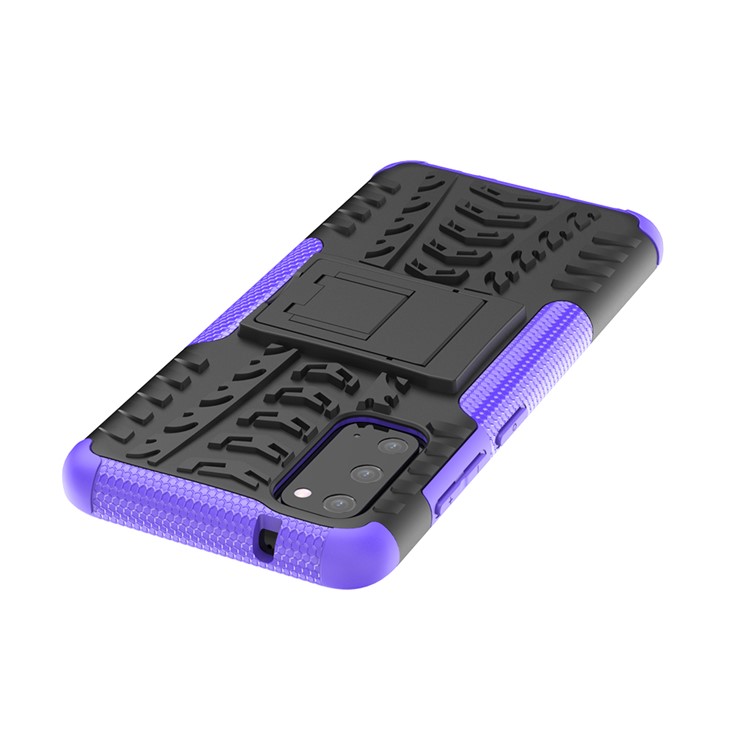 Cool Tyre Texture PC + TPU Hybrid Phone Cover with Kickstand for Samsung Galaxy S20 - Purple-7