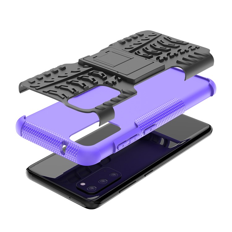 Cool Tyre Texture PC + TPU Hybrid Phone Cover with Kickstand for Samsung Galaxy S20 - Purple-8