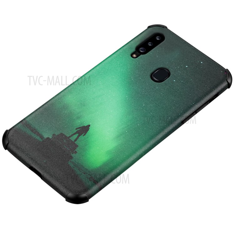 Silk Skin Pattern Printing Shock-resistant TPU+PU Leather Protective Phone Case for Samsung Galaxy A20s - Style E