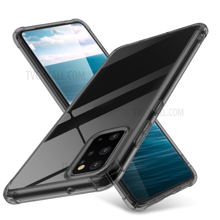 LEEU DESIGN Air Cushion Shockproof TPU Case with Voice Conversion Jack for Samsung Galaxy S20 Plus - Transparent Black-2