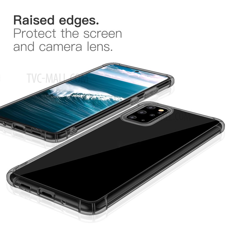 LEEU DESIGN Air Cushion Shockproof TPU Case with Voice Conversion Jack for Samsung Galaxy S20 Plus - Transparent Black-4