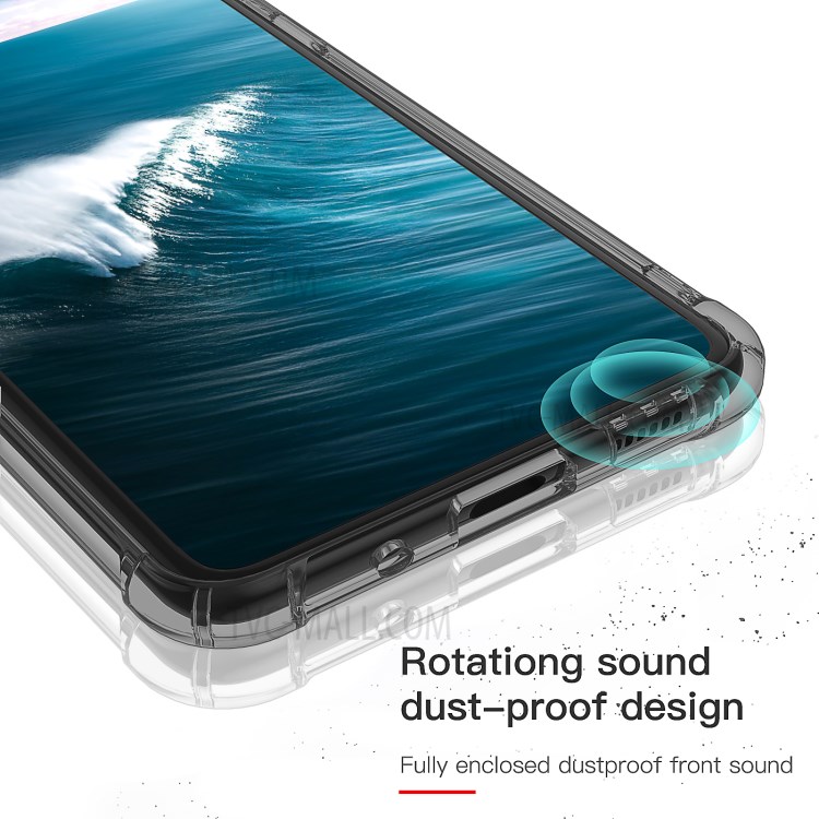 LEEU DESIGN Air Cushion Shockproof TPU Case with Voice Conversion Jack for Samsung Galaxy S20 Plus - Transparent Black-6