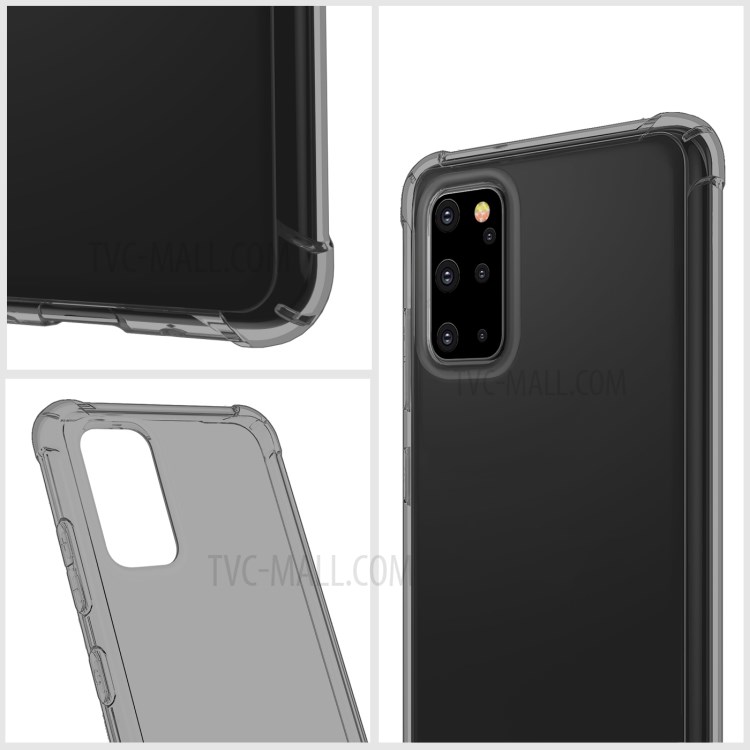 LEEU DESIGN Air Cushion Shockproof TPU Case with Voice Conversion Jack for Samsung Galaxy S20 Plus - Transparent Black-7