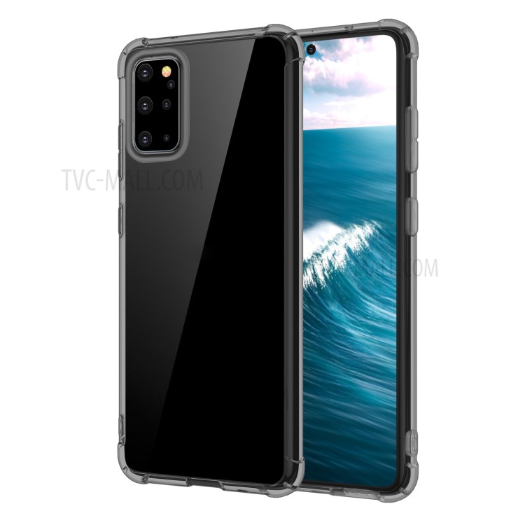 LEEU DESIGN Air Cushion Shockproof TPU Case with Voice Conversion Jack for Samsung Galaxy S20 Plus - Transparent Black-8