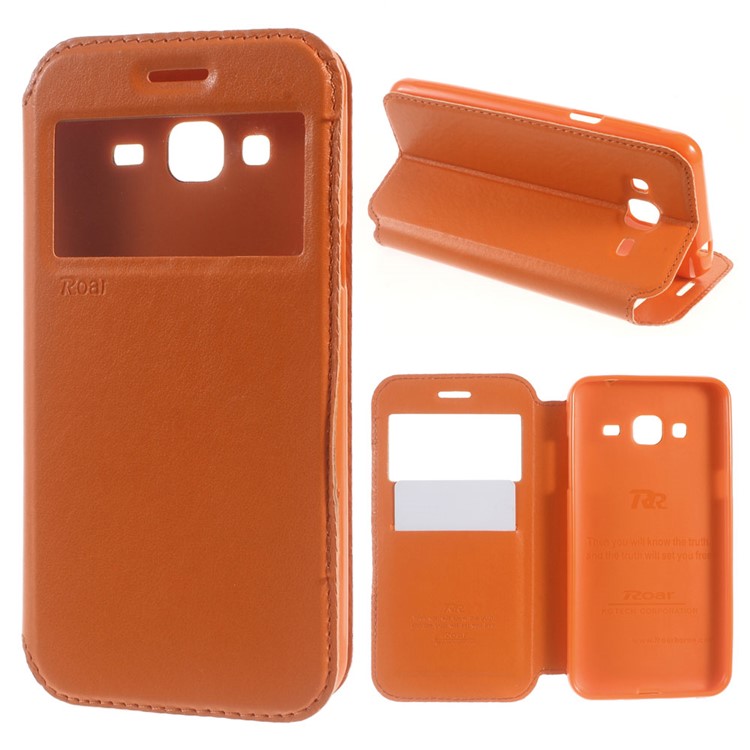 

ROAR Leather View Window Flip Case for Samsung Galaxy J3 / J3 (2016) - Orange, Galaxy J3 (2016)