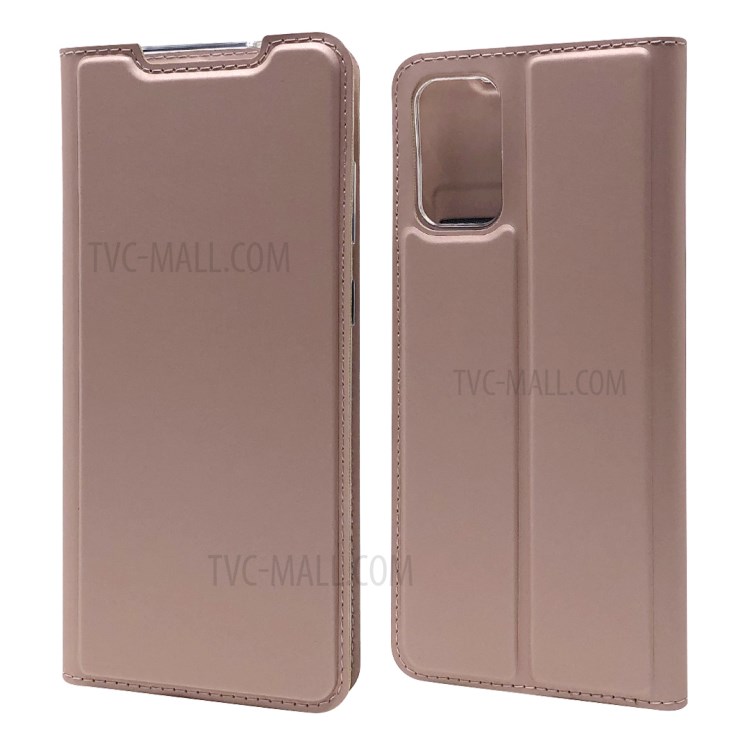 Magnetic Adsorption Stand Leather Card Holder Case for Samsung Galaxy S20 Plus - Rose Gold-1