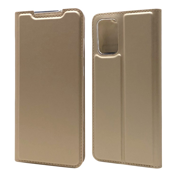 Magnetic Adsorption Stand Leather Card Holder Case for Samsung Galaxy S20 Plus - Gold-1