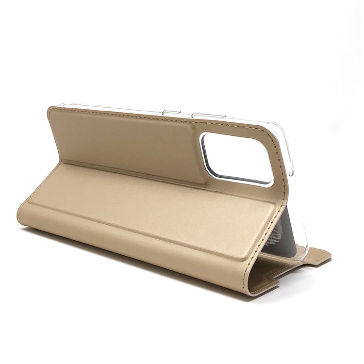 Magnetic Adsorption Stand Leather Card Holder Case for Samsung Galaxy S20 Plus - Gold-5