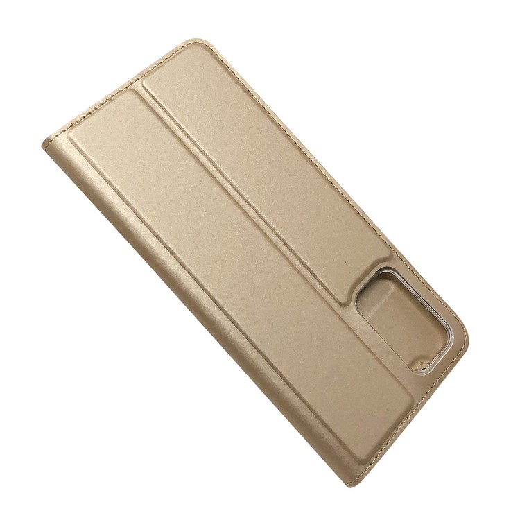 Magnetic Adsorption Stand Leather Card Holder Case for Samsung Galaxy S20 Plus - Gold-8