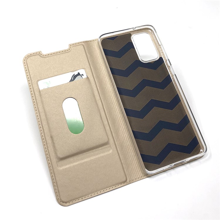 Magnetic Adsorption Stand Leather Card Holder Case for Samsung Galaxy S20 Plus - Gold-9