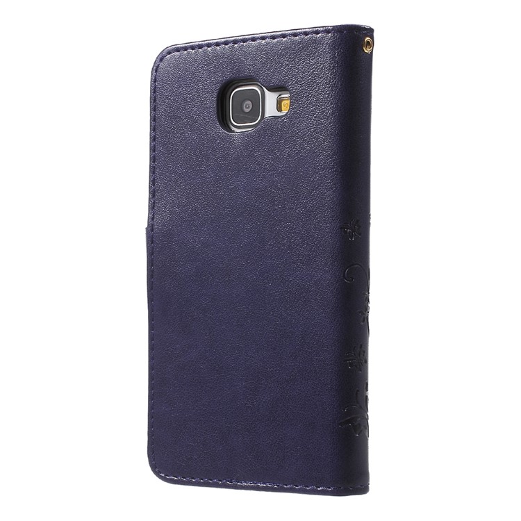 Floral Butterfly Imprint Leather Case Cover for Samsung Galaxy A5 SM-A510F - Purple-2