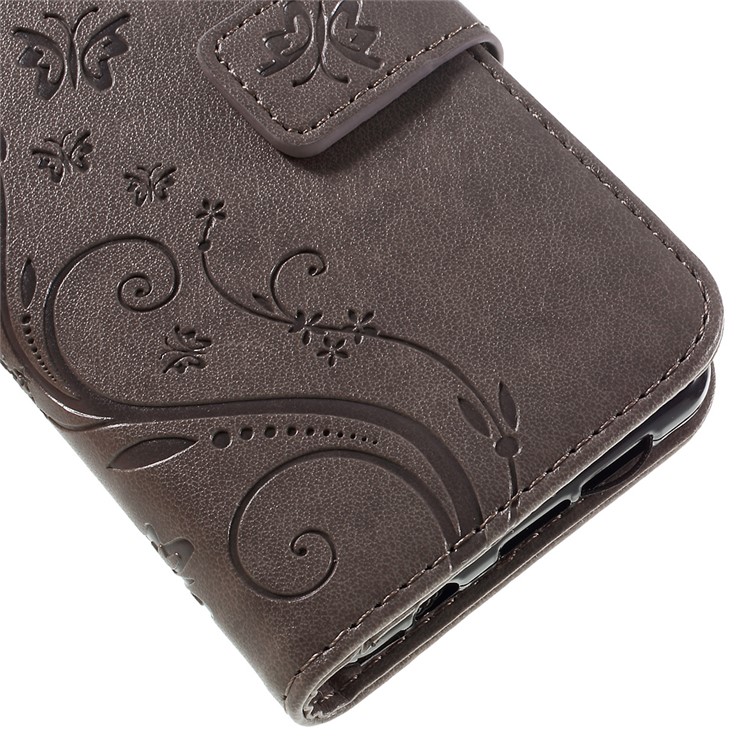 Floral Butterfly Imprint Leather Case Card Holder for Samsung A3 SM-A310F (2016) - Grey-8