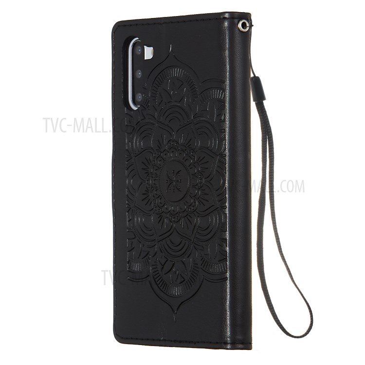 Imprinted Dream Catcher Flower Leather Stand Case for Samsung Galaxy Note 10 5G/Note 10 - Black-4