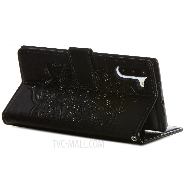 Imprinted Dream Catcher Flower Leather Stand Case for Samsung Galaxy Note 10 5G/Note 10 - Black-5