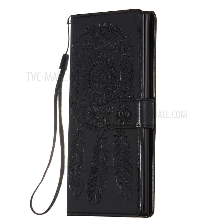 Imprinted Dream Catcher Flower Cell Phone Leather Stand Case for Samsung Galaxy Note 10 Plus 5G/Note 10 Plus - Black-4