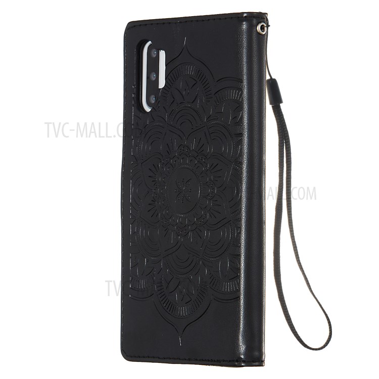 Imprinted Dream Catcher Flower Cell Phone Leather Stand Case for Samsung Galaxy Note 10 Plus 5G/Note 10 Plus - Black-5