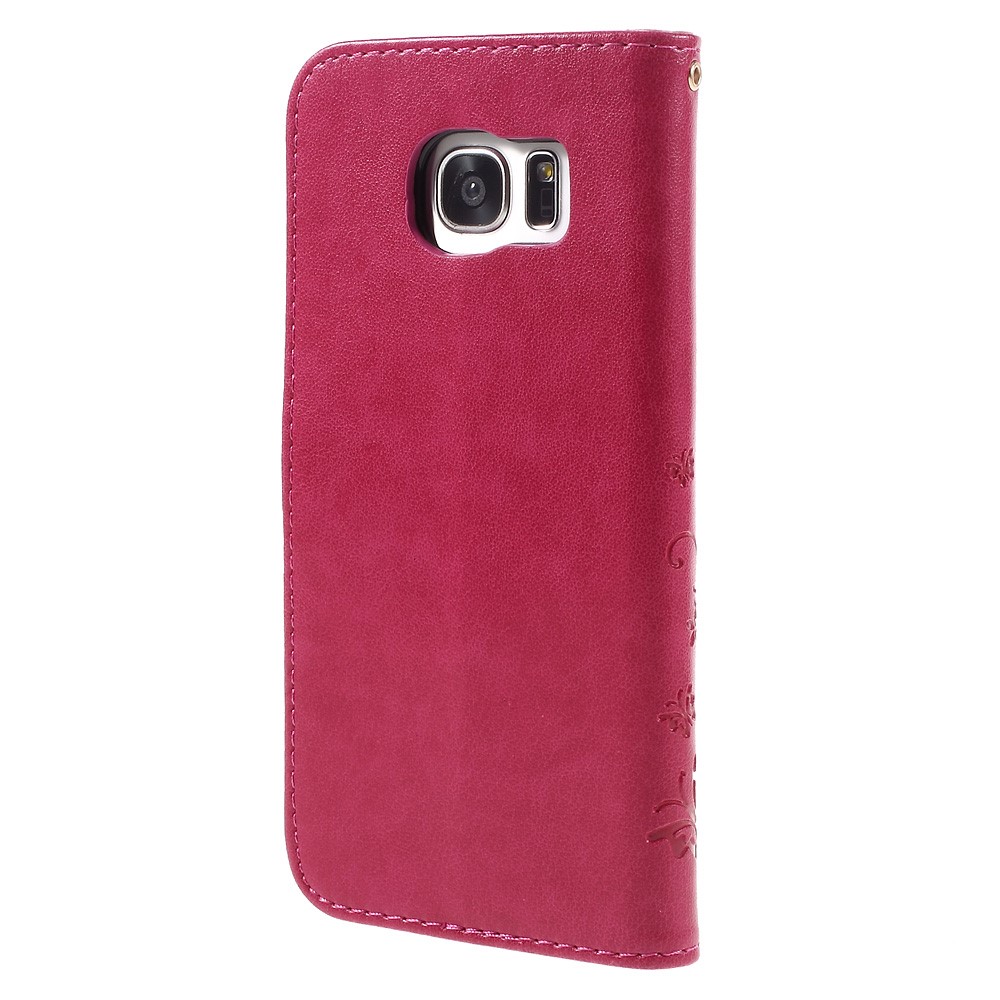 Custodia Protettiva in Pelle Del Portafoglio Farfalla Per Samsung Galaxy S7 Edge G935 Con Cinturino Pratico - Rosso-3