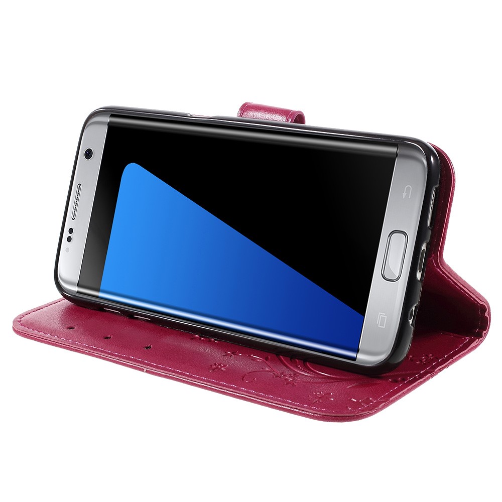 Butterfly Stand Leather Case for Samsung Galaxy S7 edge G935 - Red-4