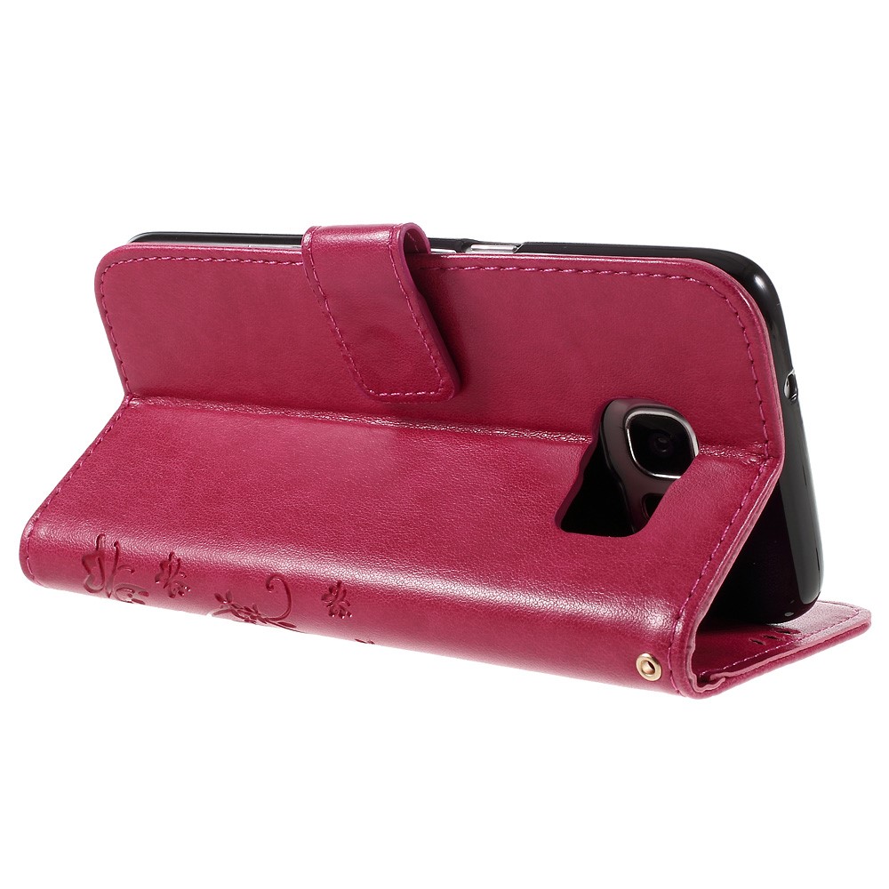 Butterfly Stand Leather Case for Samsung Galaxy S7 edge G935 - Red-5