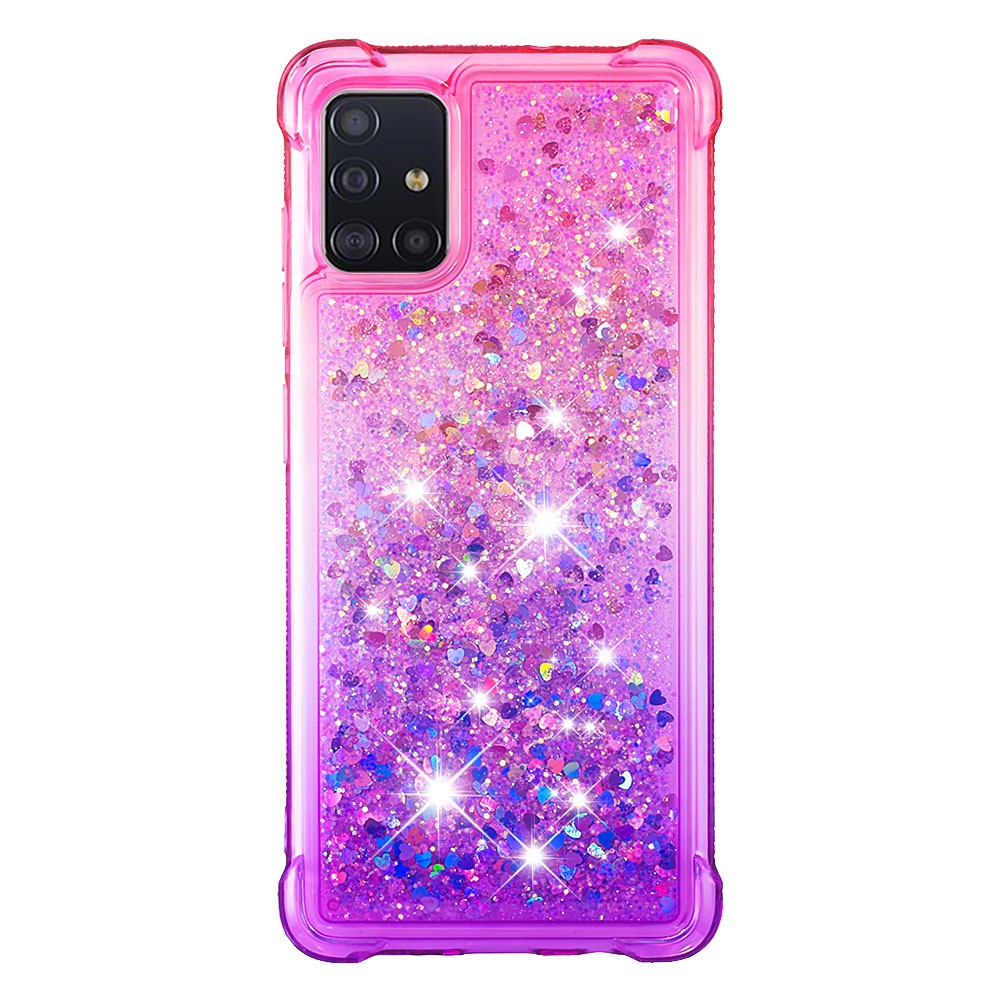 Gradient Glitter Powder Quicksand TPU Case Phone Shell for Samsung Galaxy A51 - Rose/Purple-2