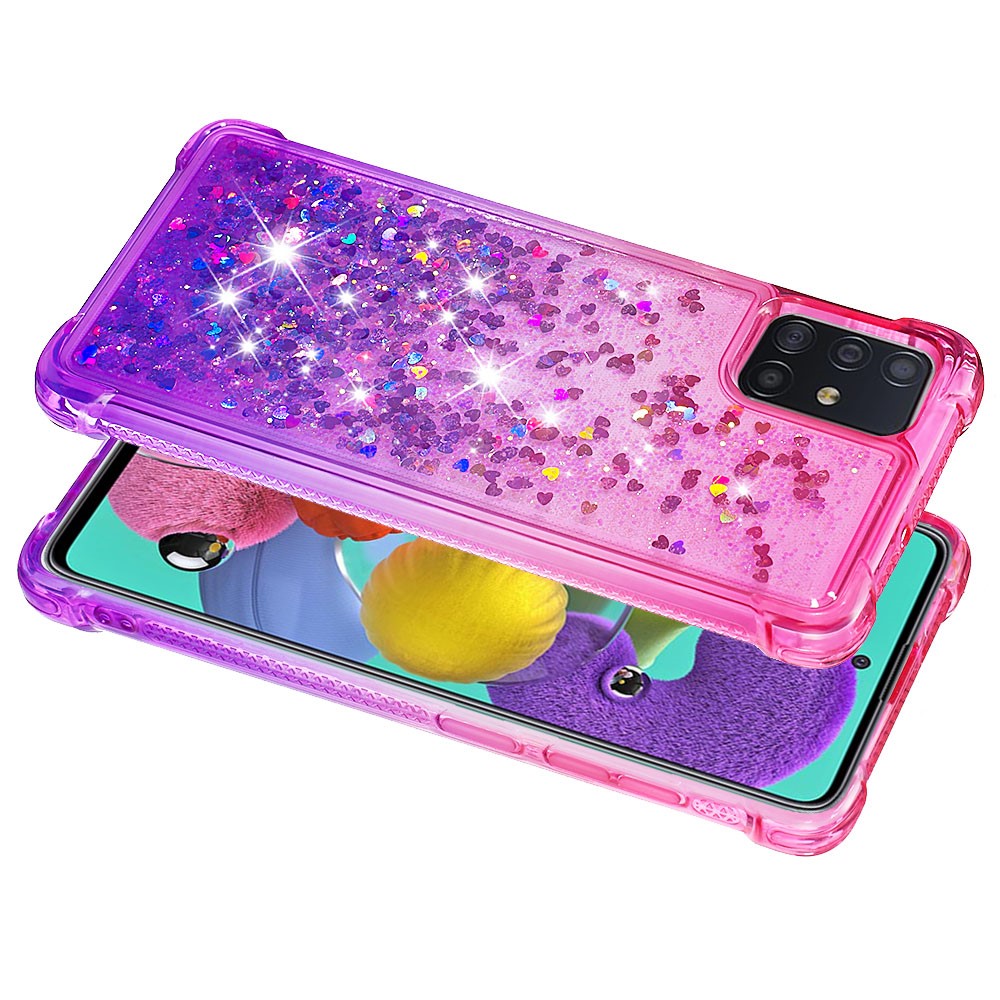 Gradient Glitter Powder Quicksand TPU Case Phone Shell for Samsung Galaxy A51 - Rose/Purple-4