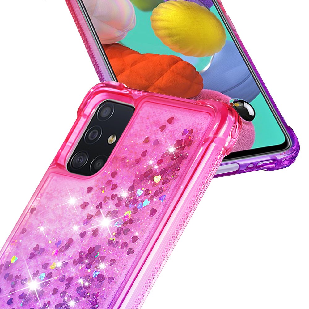 Gradient Glitter Powder Quicksand TPU Case Phone Shell for Samsung Galaxy A51 - Rose/Purple-5
