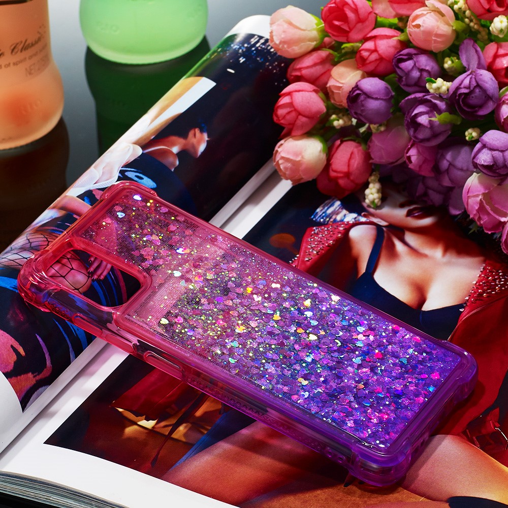 Gradient Glitter Powder Quicksand TPU Case Phone Shell for Samsung Galaxy A51 - Rose/Purple-7