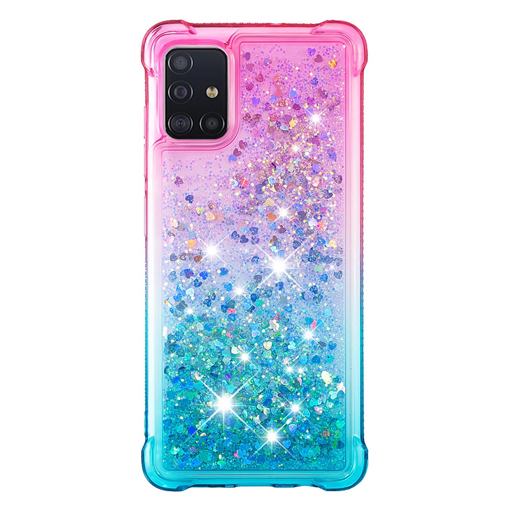 Gradient Glitter Powder Quicksand TPU Case Phone Shell for Samsung Galaxy A51 - Rose/Baby Blue-2