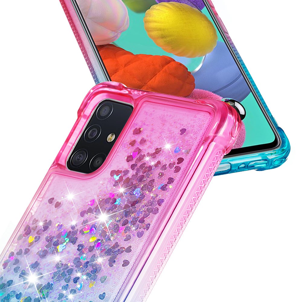Gradient Glitter Powder Quicksand TPU Case Phone Shell for Samsung Galaxy A51 - Rose/Baby Blue-5