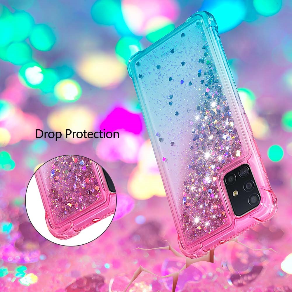 Gradient Glitter Powder Quicksand TPU Case Phone Shell for Samsung Galaxy A51 - Rose/Baby Blue-6