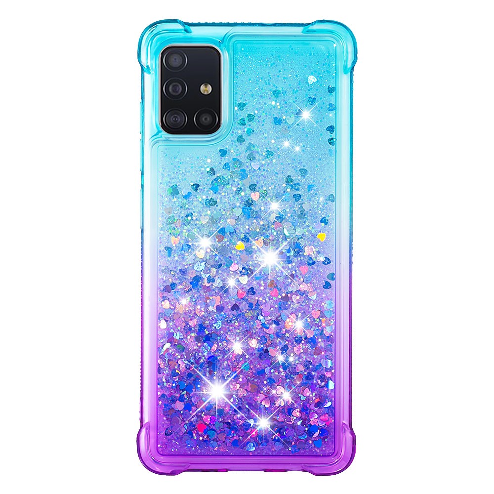 Gradient Glitter Powder Quicksand TPU Case Phone Shell for Samsung Galaxy A51 - Baby Blue/Purple-2