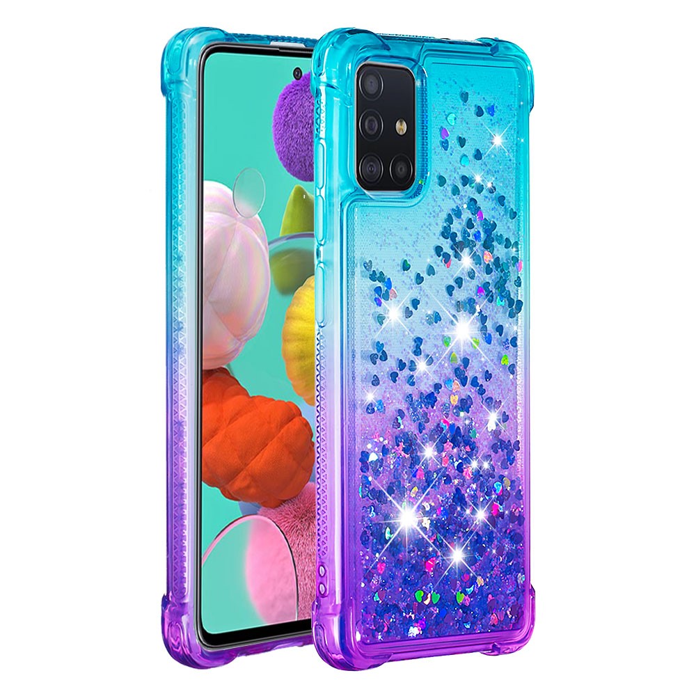 Gradient Glitter Powder Quicksand TPU Case Phone Shell for Samsung Galaxy A51 - Baby Blue/Purple-3