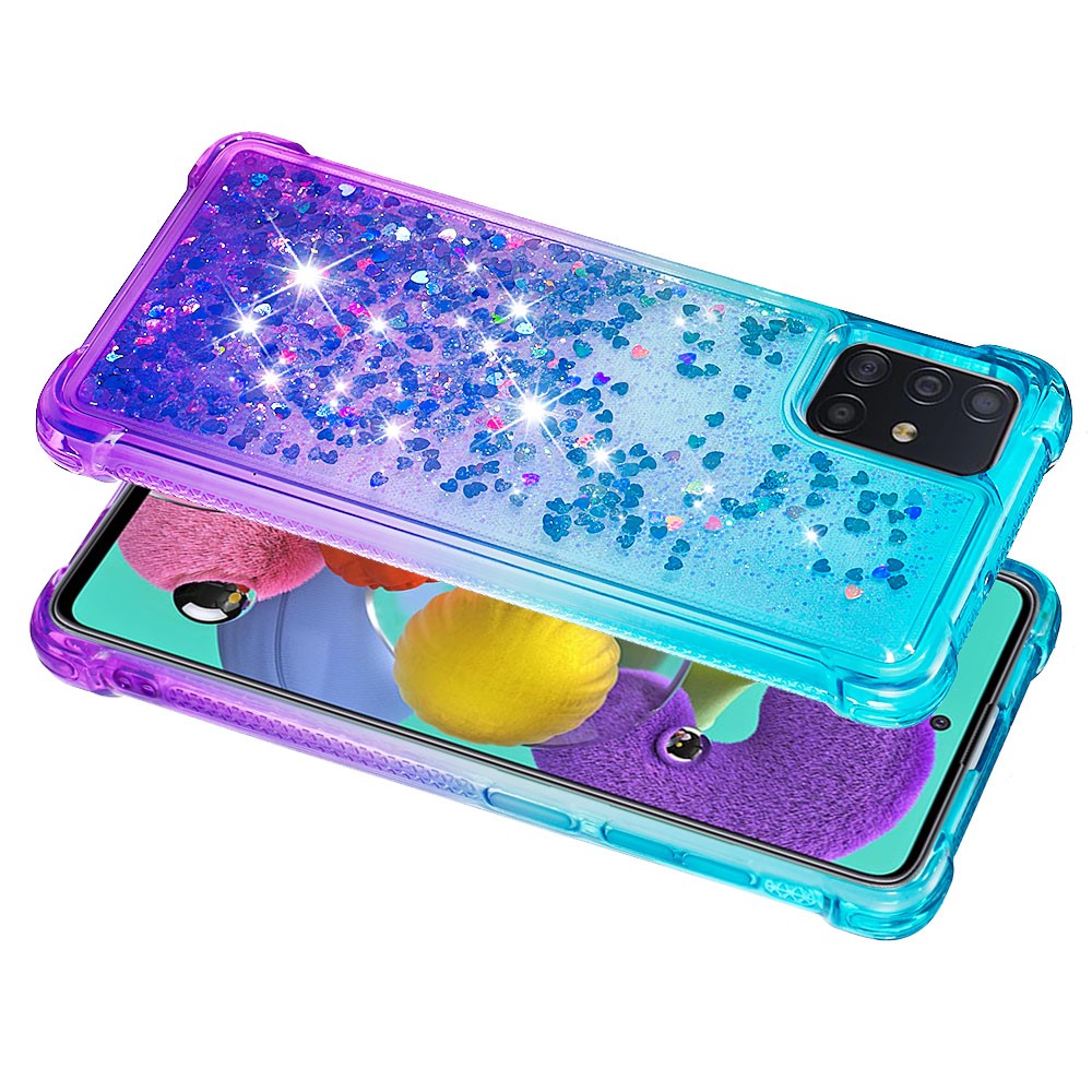 Gradient Glitter Powder Quicksand TPU Case Phone Shell for Samsung Galaxy A51 - Baby Blue/Purple-4