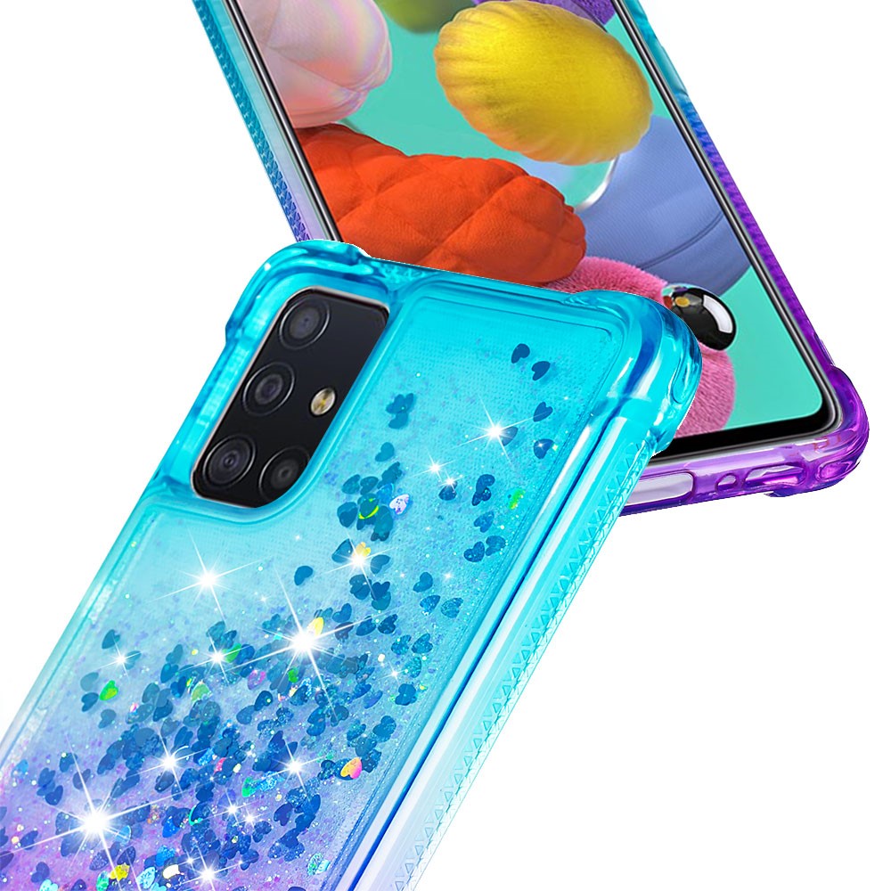Gradient Glitter Powder Quicksand TPU Case Phone Shell for Samsung Galaxy A51 - Baby Blue/Purple-5