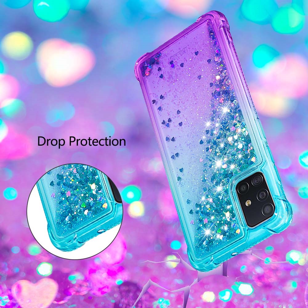 Gradient Glitter Powder Quicksand TPU Case Phone Shell for Samsung Galaxy A51 - Baby Blue/Purple-6