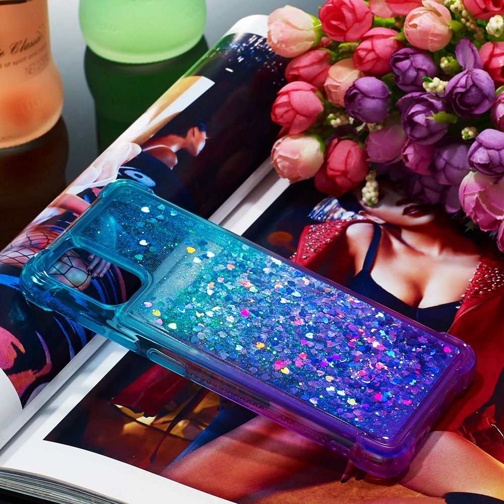 Gradient Glitter Powder Quicksand TPU Case Phone Shell for Samsung Galaxy A51 - Baby Blue/Purple-7