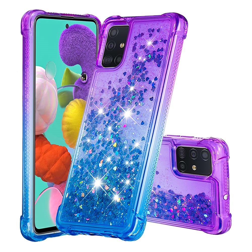 Gradient Glitter Powder Quicksand TPU Case Phone Shell for Samsung Galaxy A51 - Purple/Dark Blue-1