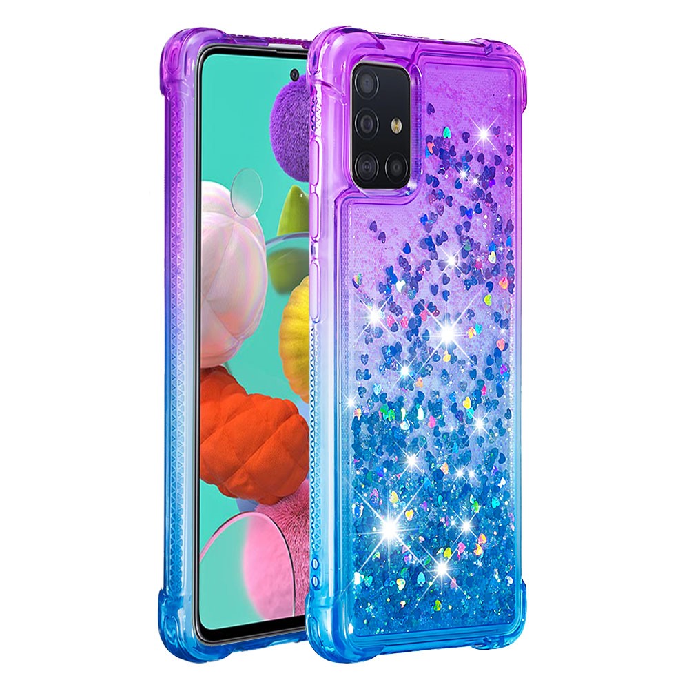 Gradient Glitter Powder Quicksand TPU Case Phone Shell for Samsung Galaxy A51 - Purple/Dark Blue-3