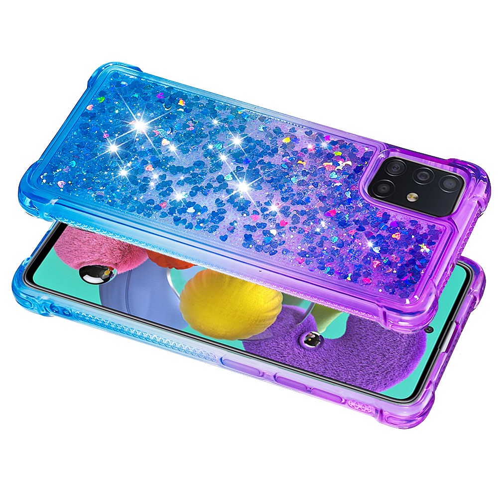Gradient Glitter Powder Quicksand TPU Case Phone Shell for Samsung Galaxy A51 - Purple/Dark Blue-4