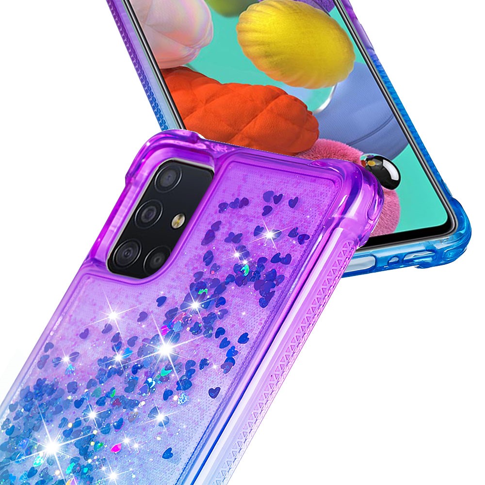Gradient Glitter Powder Quicksand TPU Case Phone Shell for Samsung Galaxy A51 - Purple/Dark Blue-5