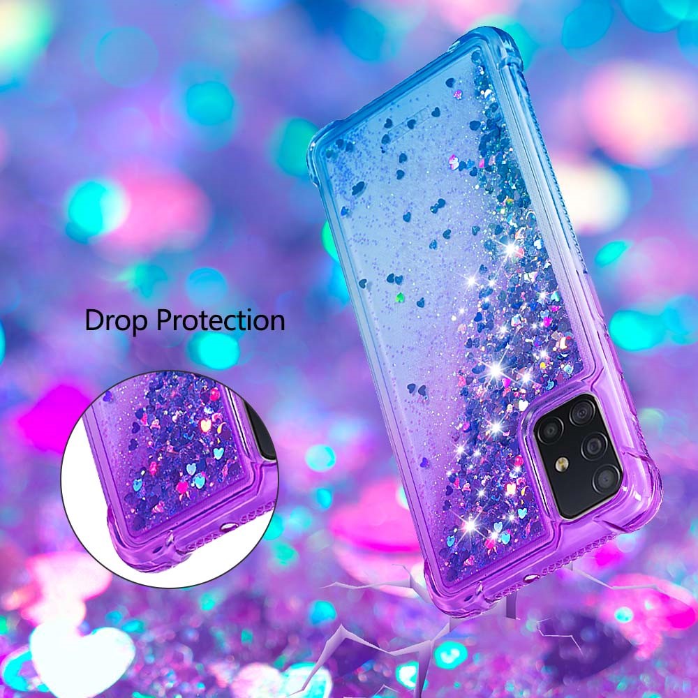 Gradient Glitter Powder Quicksand TPU Case Phone Shell for Samsung Galaxy A51 - Purple/Dark Blue-6