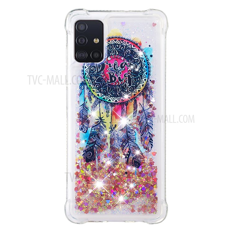 Impressão de Padrões Glitter Powder Potersand TPU Caixa de Telefone Para Samsung Galaxy A51 - Apanhador de Sonhos-3